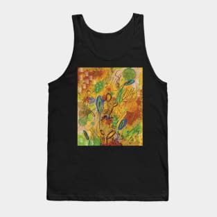 Colorful abstract spring flower explosion in yellow, blue, purple, green, magenta Tank Top